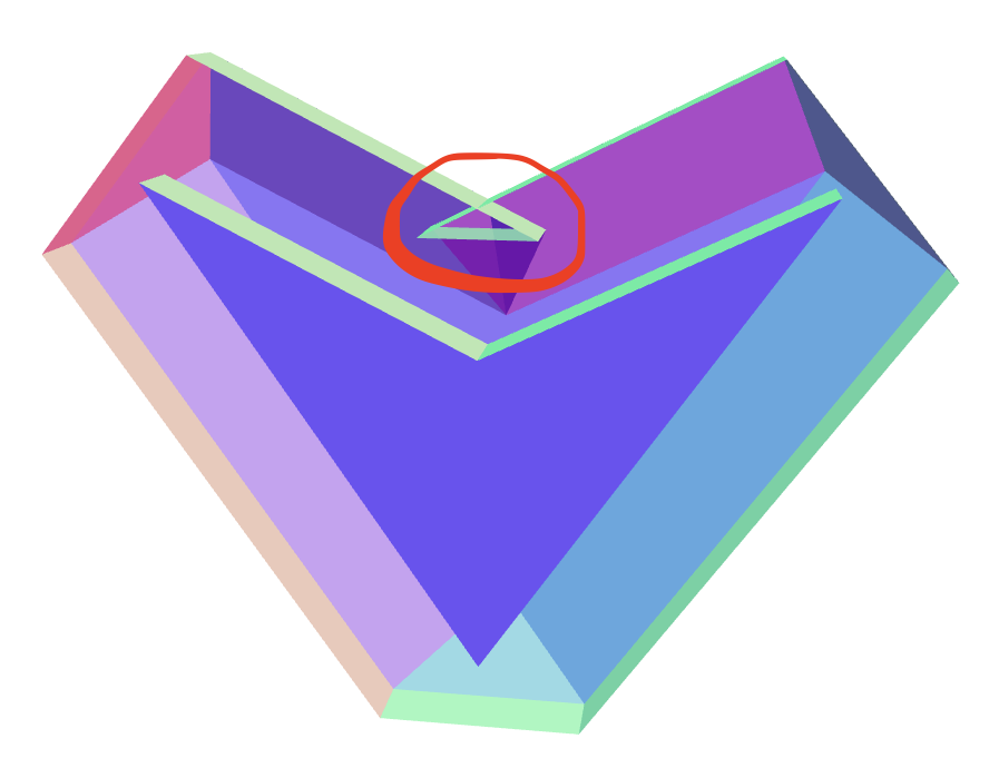 Cube with faces, edges, and vertices moved