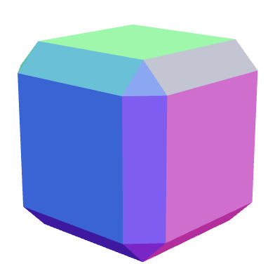 Cube with faces, edges, and vertices moved